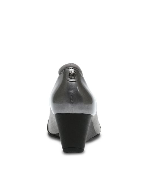 Anne Klein Black Timeout Wedge Pumps