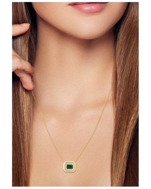 Rachel Zoe Metallic 14k Gold Plated Sterling Silver Radiant Cut Solitaire Pendant Necklace