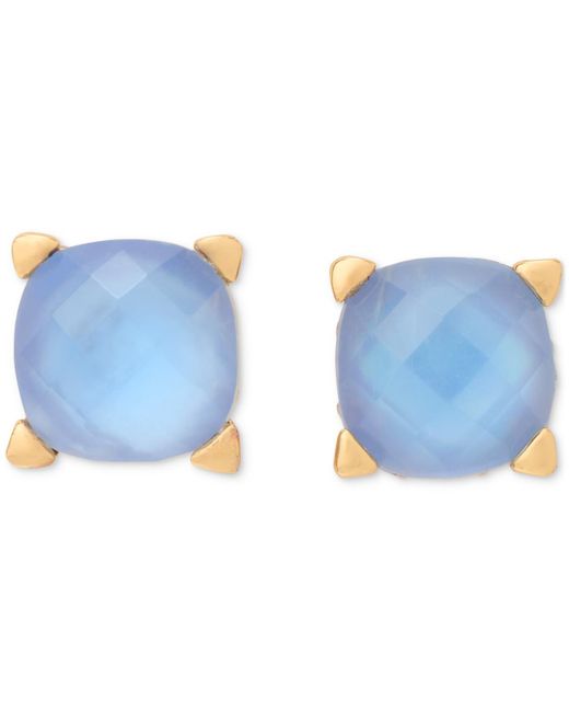Kate Spade Blue Gold-tone Color Cubic Zirconia Stud Earrings