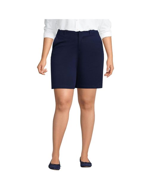 Lands' End Blue Plus Size Classic 7" Chino Shorts