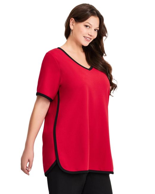 Avenue Red Contrast Top