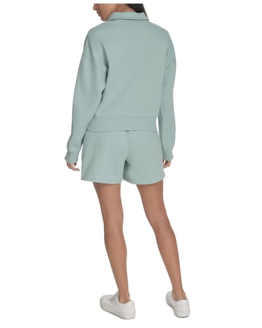 売れ筋商品|||カルバンクライン カットソー トップス レディース Women's French Terry Collared Half-Zip Pullover Top Blue Surf Calvin Klein French Terry Collared Half-zip Pullover Top in