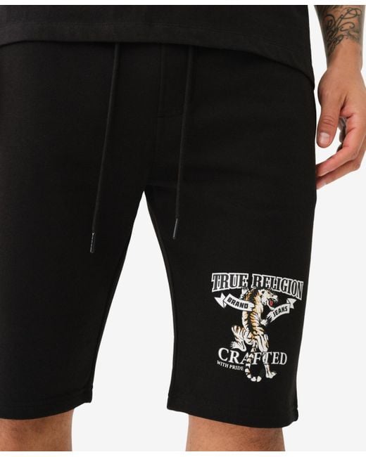 True Religion Black Tiger Shorts for men