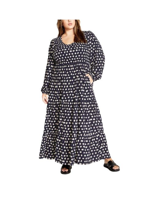City Chic Blue Plus Size Jayden Print Maxi Dress