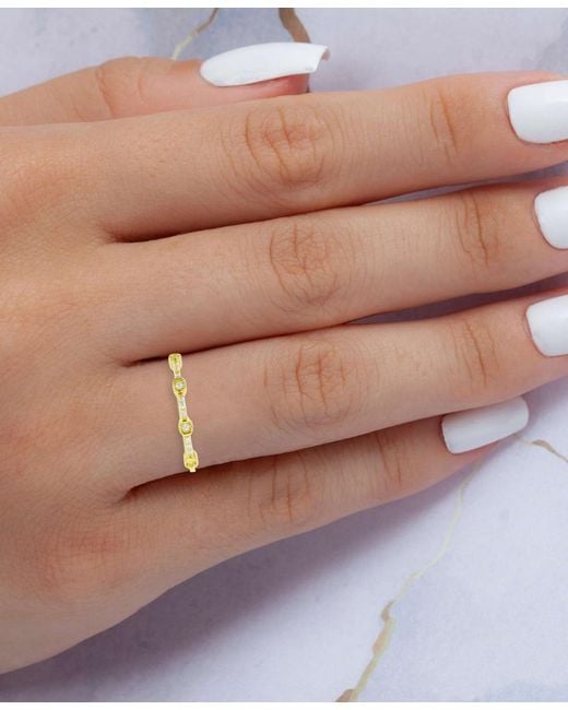 Macy's Yellow Cubic Zirconia Two Level Narrow Stack Ring