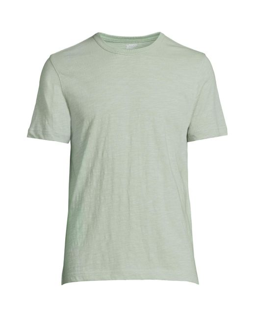 Lands' End Green Short Sleeve Garment Dye Slub T-shirt for men