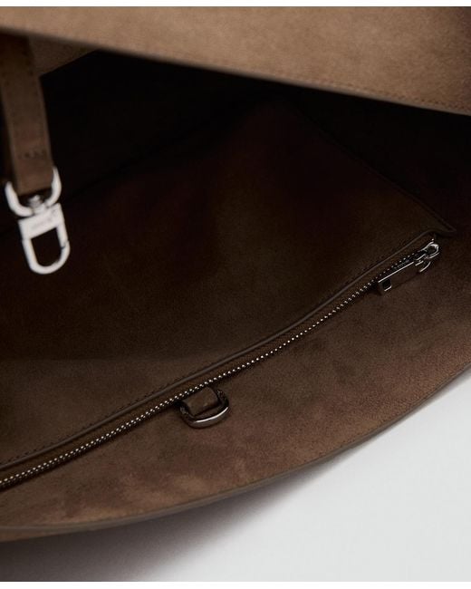 Mango Brown Suede Leather Shopper Bag