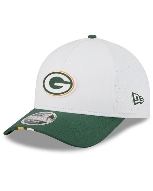 KTZ White/green Bay Packers 2025 Nfl Training Camp A-frame 9forty Adjustable Hat for men