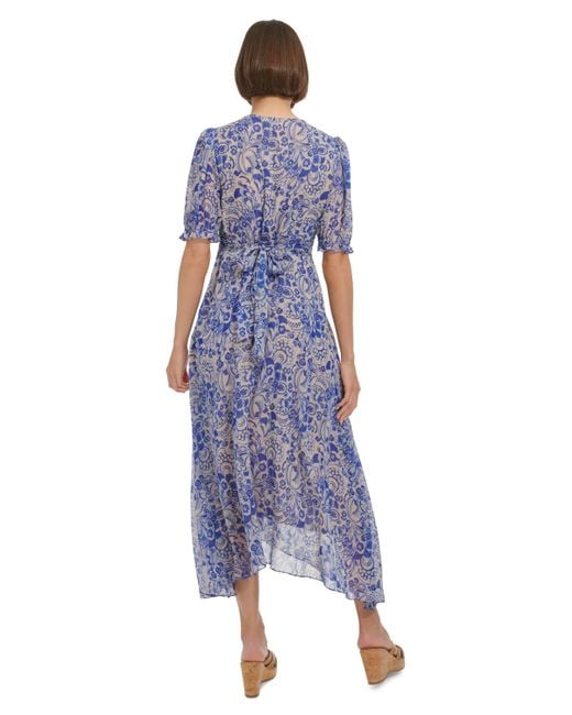 Tommy Hilfiger Blue Printed High-low Midi Dress
