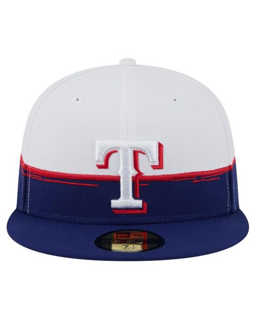 KTZ Blue Royal/white Texas Rangers Paint Stroke 59fiftyâ Fitted Hat for men