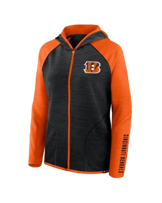 Fanatics Blue Black/orange Cincinnati Bengals Redzone End Around Pass Raglan Full-zip Hoodie