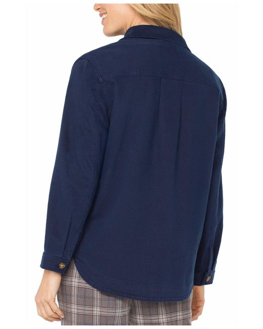 Liverpool Los Angeles Blue Button-front Shirt Jacket