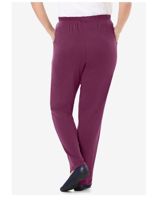 Woman Within Purple Tall 7-day Knit Straight Leg Pant