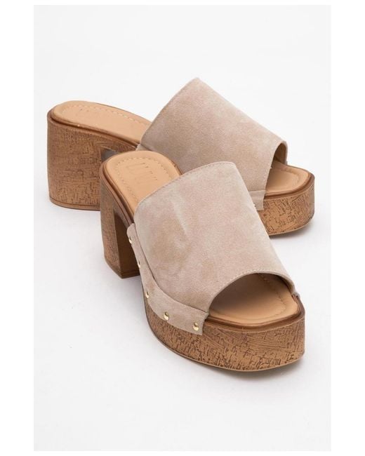 Forever & Always Shoes White Pull Leather Platform Mules ()
