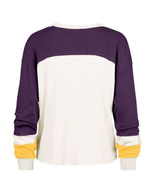 '47 Blue Lsu Tigers Double Header Curve Raglan Long Sleeve T-shirt
