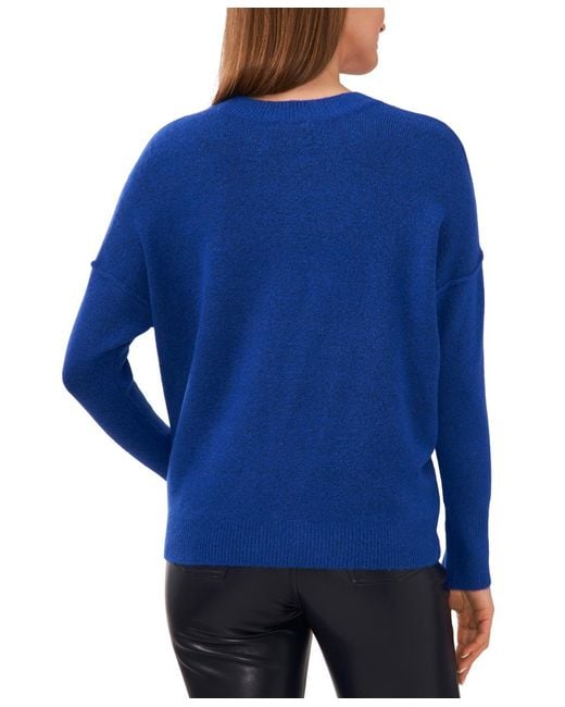 Vince Camuto Blue Cozy Long Sleeve Extend Shoulder Sweater