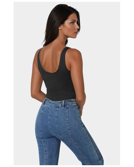 Bebe Blue Embellished Bodysuit