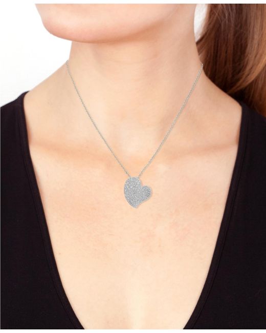 Effy White Effy Diamond Pave Heart 18" Pendant Necklace (1-3/8 Ct. T.w.