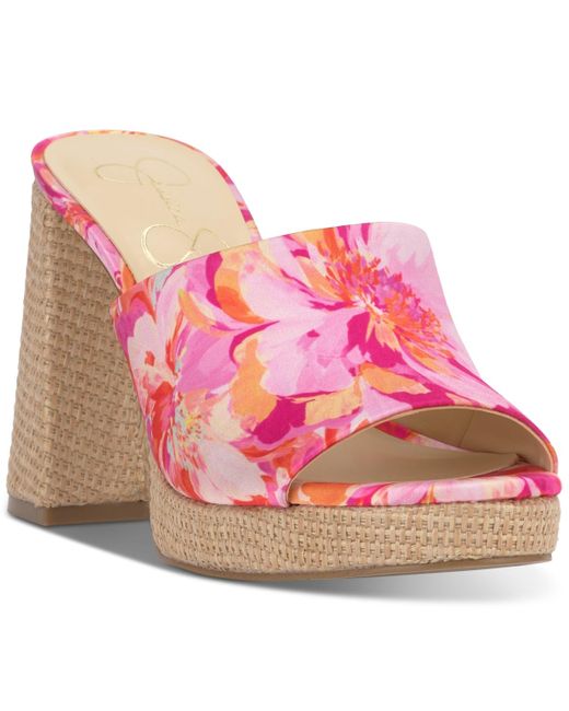 Jessica Simpson Pink Kameena Block-heel Slip-on Sandals