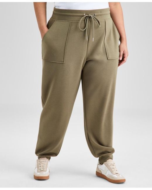 And Now This Green Trendy Plus Size Scuba-knit jogger Pants