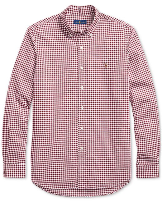 Polo Ralph Lauren Brown Custom-fit Gingham Oxford Shirt for men