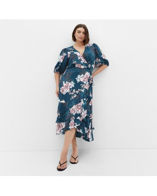 city chic blue floral dress Thats So Fetch | Nadine Lace-Up Back Maxi Dress | Blue Floral main image 0