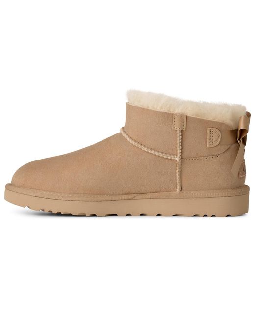 Ugg Natural Ultra Mini Bailey Bow Round Toe Booties