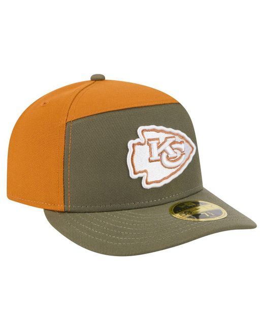 KTZ Green Â Olive/brown Kansas City Chiefs Two-tone Color Pack Split Panel 59fifty Fitted Hat for men