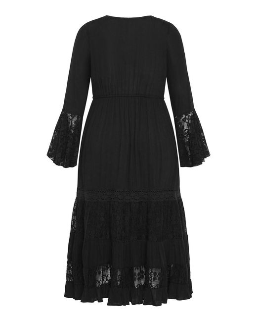 City Chic Black Tisha Lace Maxi Dress