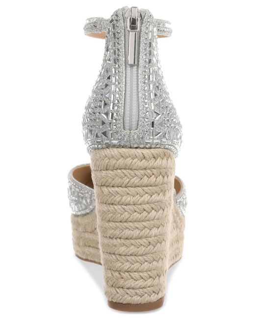 Thalia Sodi White Mika Embellished Espadrille Wedge Sandals