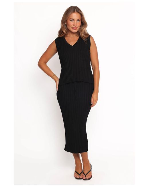 Petal & Pup Black Richelle Ribbed Knit Skirt Set