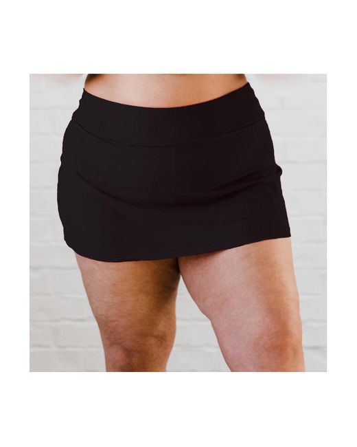 Calypsa Black Plus Size Short Swim Skort