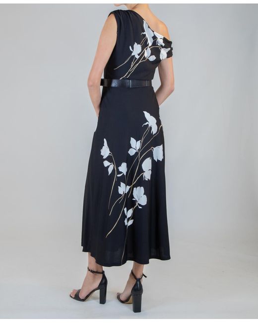 Taylor Blue Belted Off-the-shoulder Dress