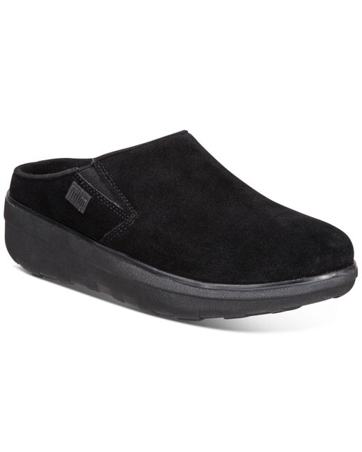 fitflop loaff suede clogs black