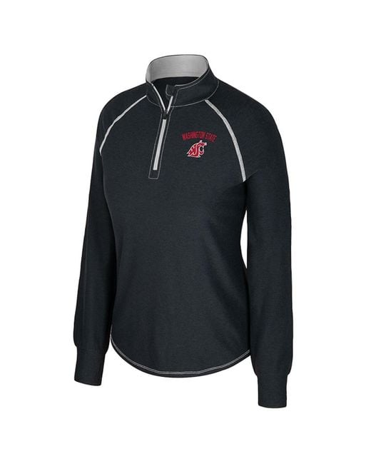 Colosseum Athletics Black Washington State Cougars Bikram Raglan Quarter-zip Top