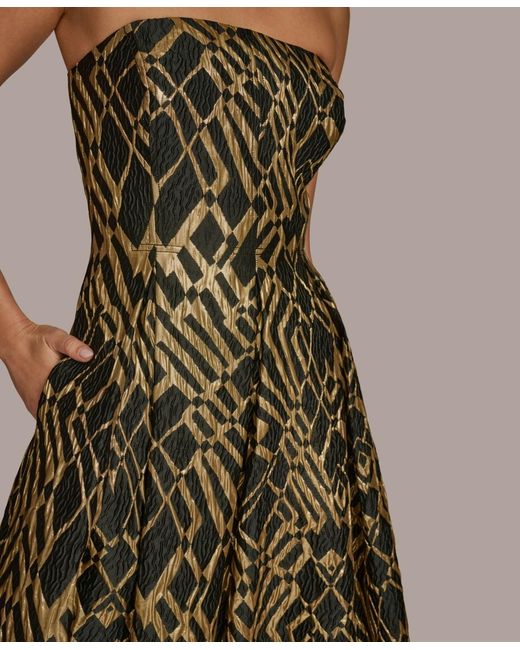 Donna Karan Green Strapless Fit And Flare Midi Dress