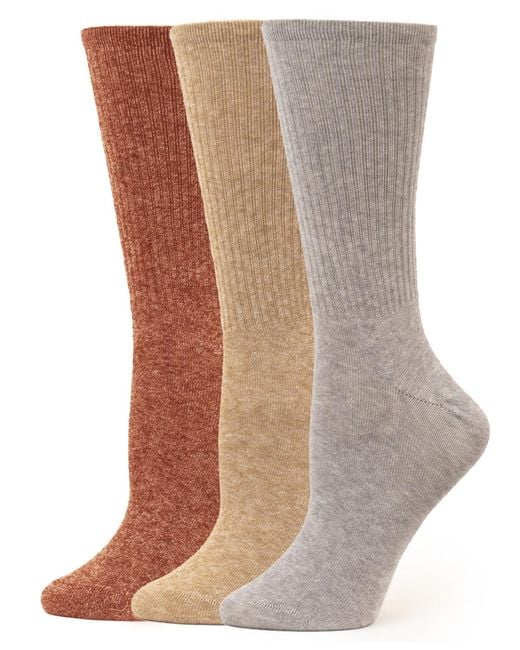 Hue Brown 3 Pack Crew Socks