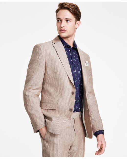 BarIII Natural Slim-fit Linen Suit Jackets for men