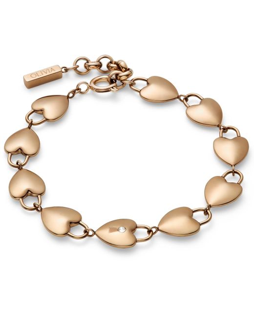 Olivia Burton Metallic Locked Heart Rose Gold Plated Bracelet