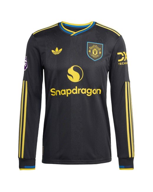 Adidas Black Kobbie Mainoo Manchester United 2025/26 Third Authentic Long Sleeve Player Jersey for men