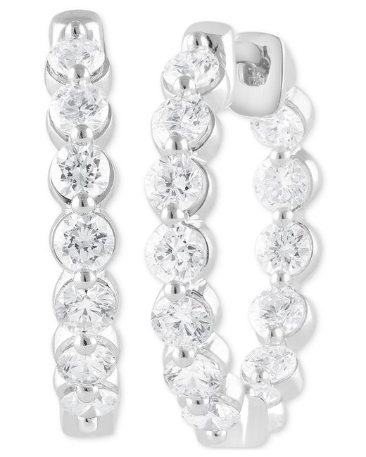 Badgley Mischka White Lab Grown Diamond Bezel In & Out Small Hoop Earrings (2 Ct. T.w.