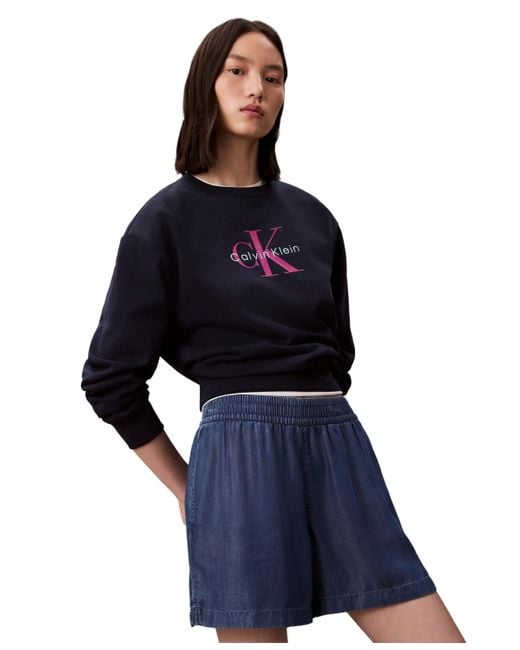 Calvin Klein Blue Chambray Pull-on Shorts