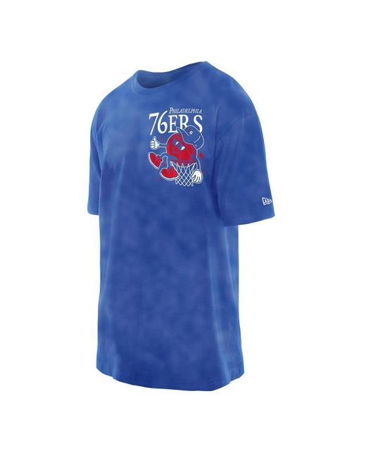 KTZ Blue Philadelphia 76ers Old School Sport Enzyme Wash Oversized T-shirt for men