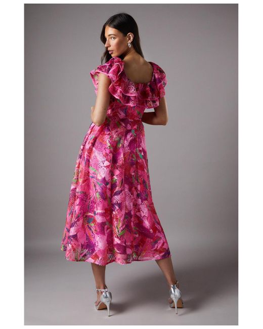 Coast Purple Frill Sleeve Midi Dress
