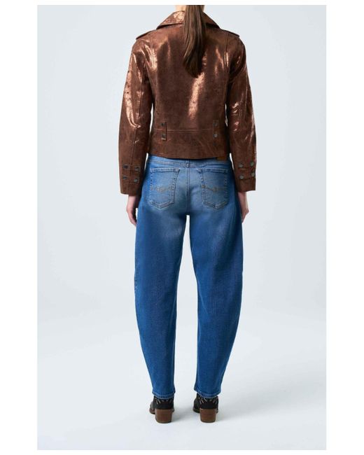 Velez Brown Royal Glass Leather Biker Jacket