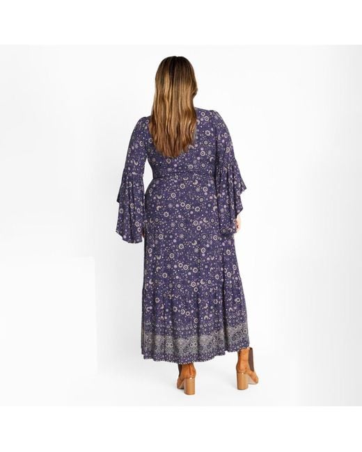 City Chic Belle Wrap Maxi Dress in Blue | Lyst