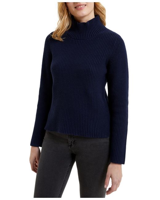 French Connection Ribbed Cotton Turtleneck Sweater in Blue Lyst