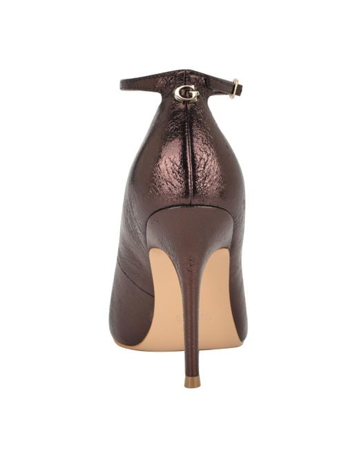 Guess Brown Napril Ankle Strap Stiletto Dress Pumps