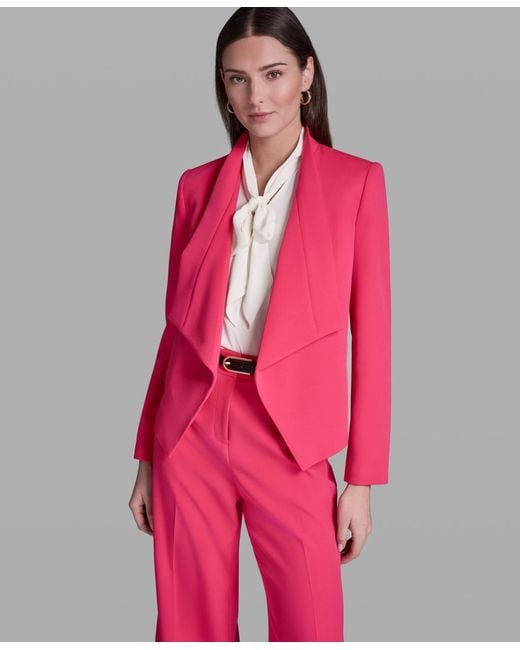 BCBGMAXAZRIA Pink Open-front Collared Jacket