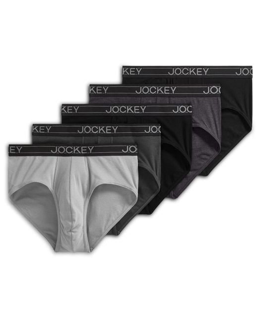 Jockey Black 5-pk. Lightweight Cotton-blend Logo Briefs for men